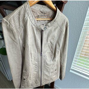 Shelby Collection Womens Faux Leather Light Taupe XXL Jacket With Zipper Closure